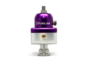 Picture of Fuelab 555 Carb Adjustable FPR Blocking 10-25 PSI (1) -8AN In (2) -8AN Out - Purple