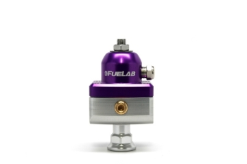 Picture of Fuelab 575 Carb Adjustable Mini FPR Blocking 10-25 PSI (1) -6AN In (2) -6AN Out - Purple