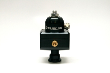 Picture of Fuelab 575 High Pressure Adjustable Mini FPR Blocking 25-65 PSI (1) -6AN In (2) -6AN Out - Black
