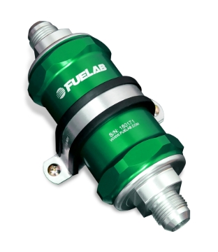 Picture of Fuelab 818 In-Line Fuel Filter Standard -12AN In/Out 10 Micron Fabric - Green