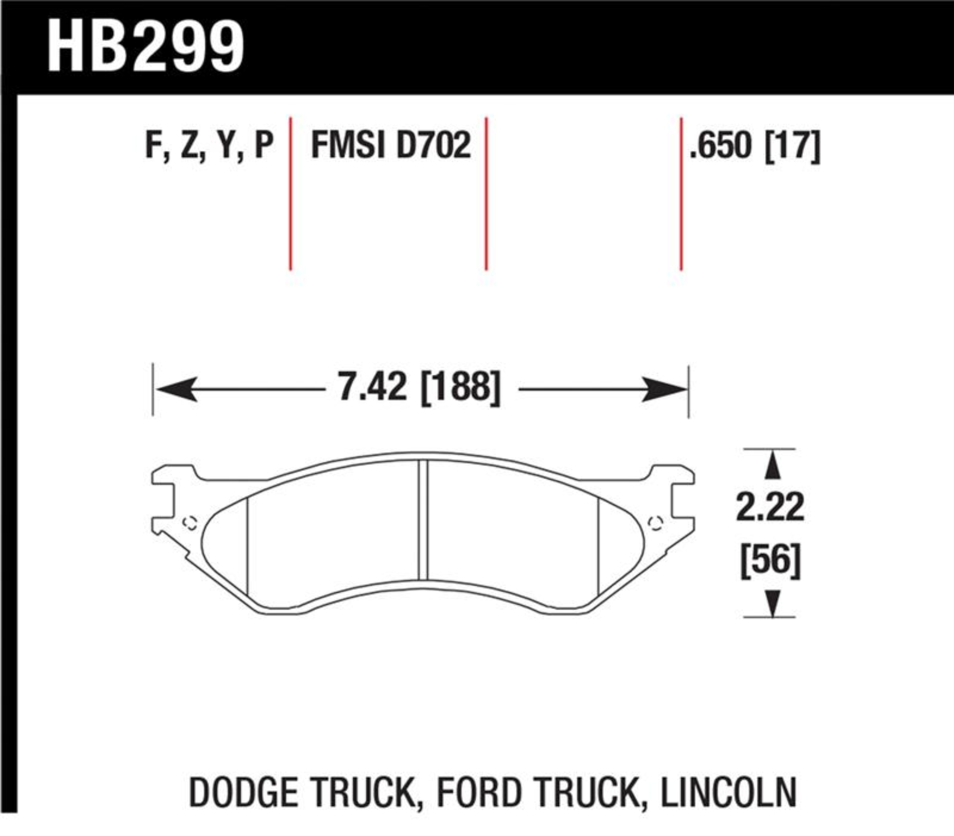 Picture of Hawk Performance HAWK LTS Brake Pads Front - HB299Y.650