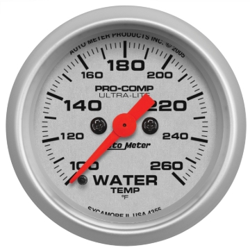 Picture of Autometer Ultra-Lite 52mm 100-260 degree F Full Sweep Electronic Water Temperature Gauge