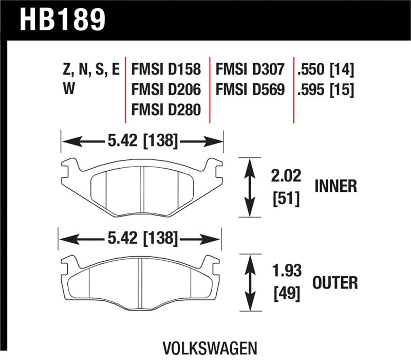Picture of Hawk Performance HAWK Ceramic Brake Pad Sets - HB189Z.595