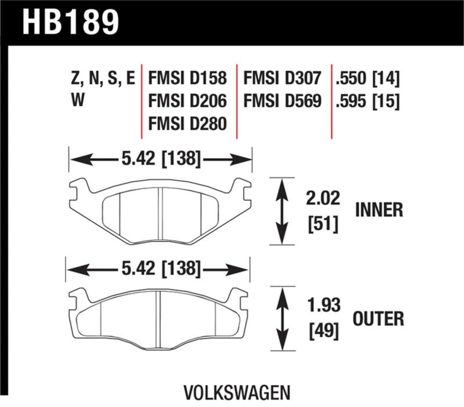 Picture of Hawk Performance HAWK Ceramic Brake Pad Sets - HB189Z.595