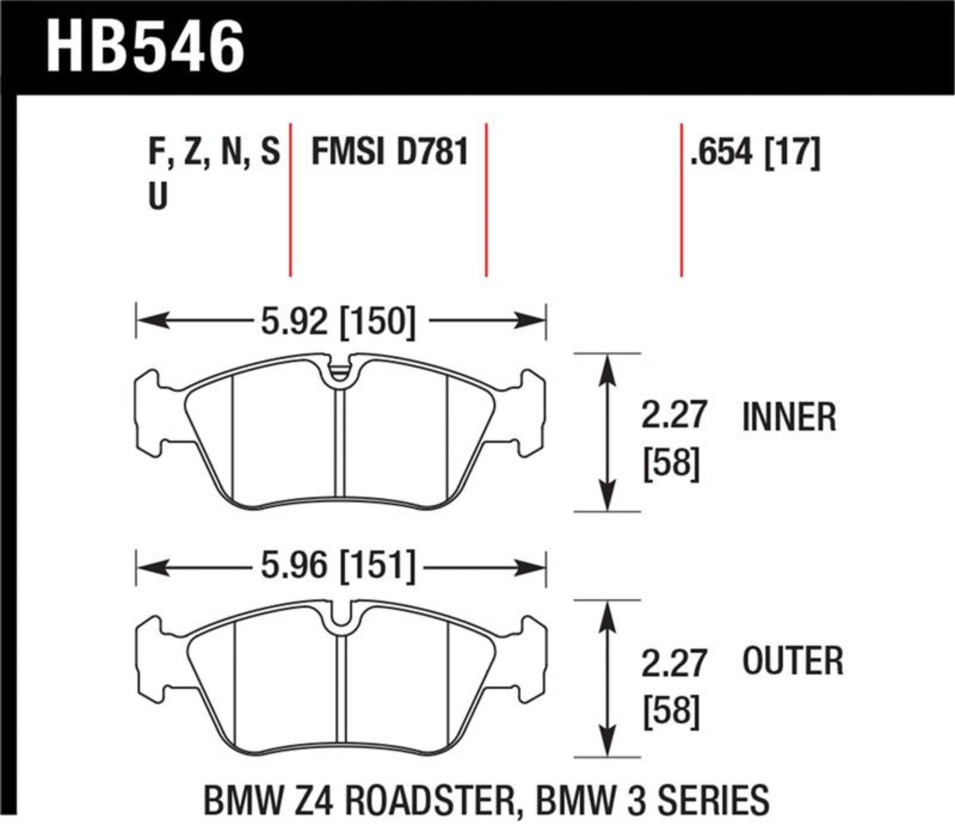 Picture of Hawk Performance HAWK HP+ Brake Pad Sets - HB546N.654