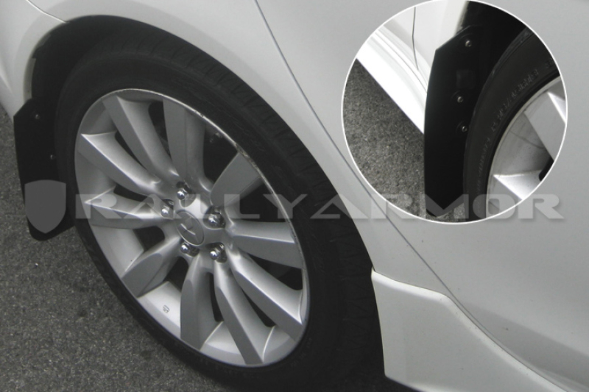 Picture of Rally Armor 07-17 Mitsubishi Lancer Basic Black Mud Flap w/ Black Logo