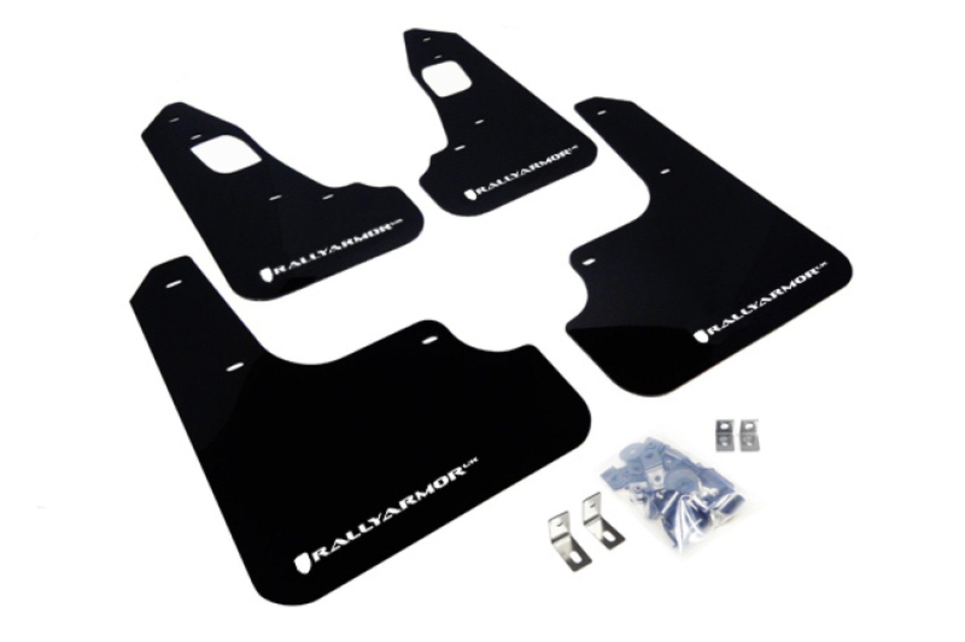 Picture of Rally Armor 08-17 Mitsubishi EVO X Black UR Mud Flap w/ White Logo