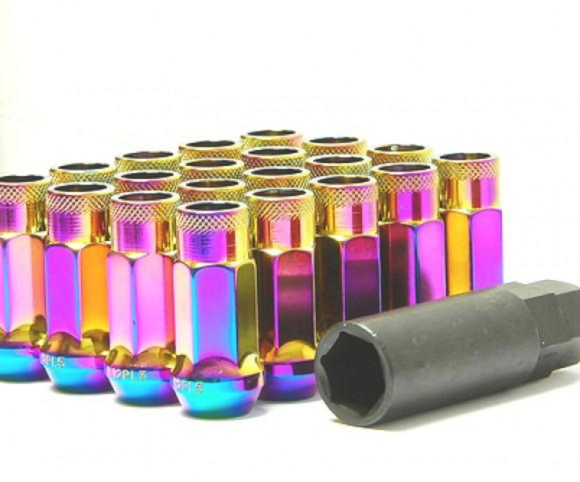Picture of Wheel Mate Muteki SR48 Open End Lug Nuts - Burning Blue Neon 12x1.50 48mm