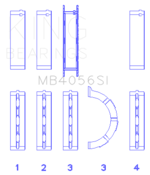 Picture of King Engine Bearings 97-07 Ford 2.5L/2.9L/3.0L (Size STD) Main Bearing Set