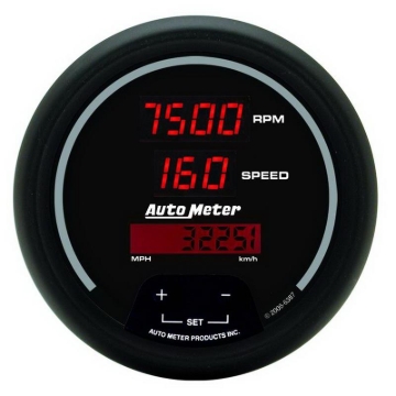 Picture of Autometer Black 85.7mm 8000 RPM/160 MPH or 260 km/h Digital Tach/Speedo Combo Gauge