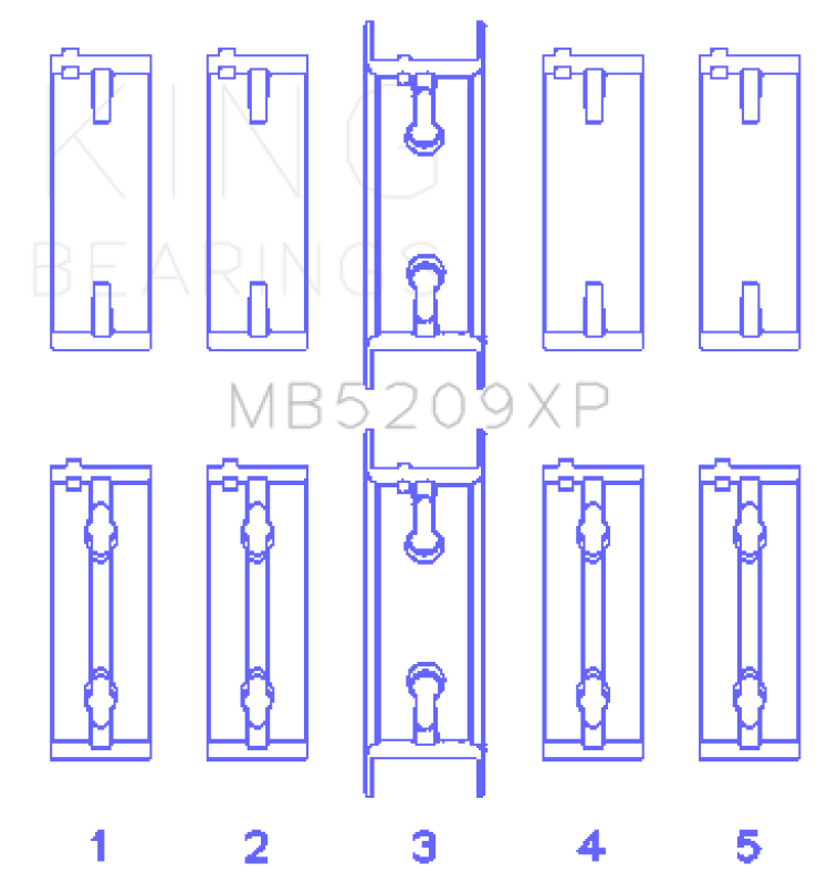 Picture of King Mitsubishi 4G63/4G64 7 Bolt 2nd Gen DSM and EVO I-IV (Size 0.25mm) Performance Main Bearing Set