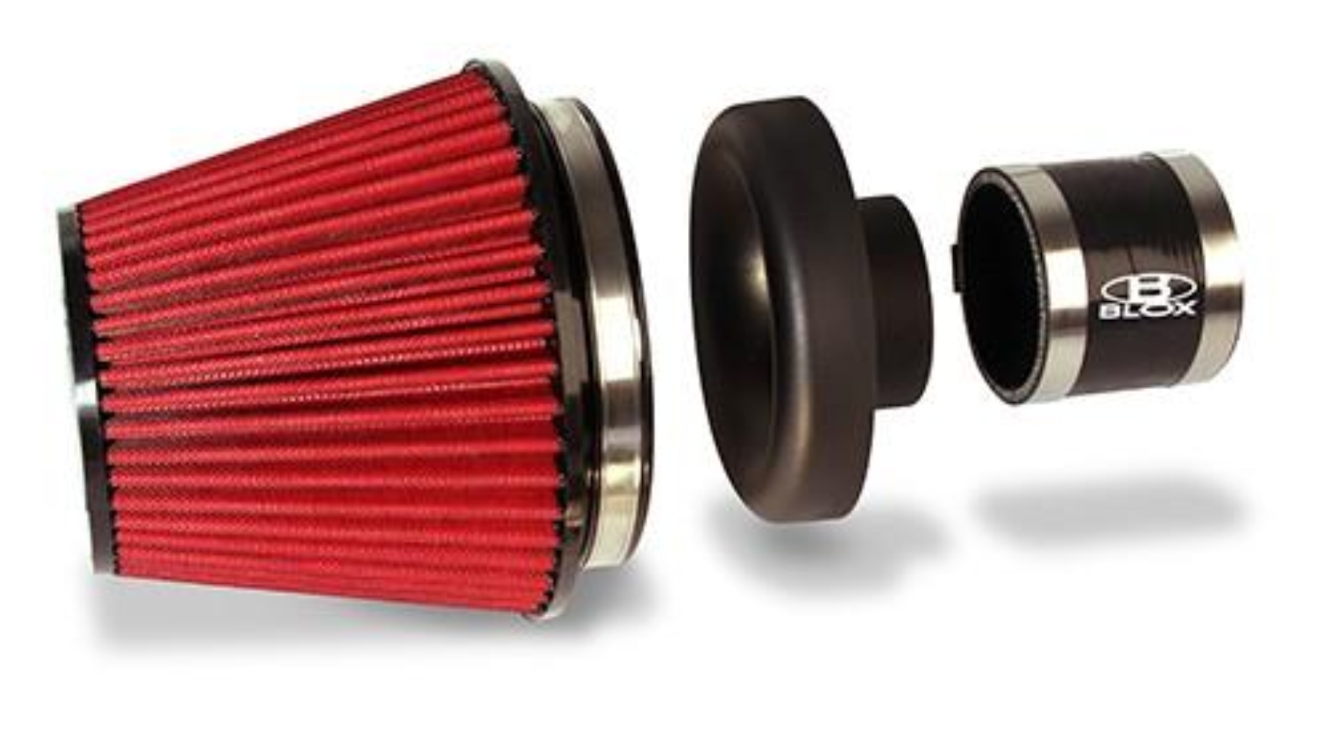 Picture of BLOX Racing Performance Filter Kit w/ 3.5inch Velocity Stack Black Filter and 3.5inch Silicone Hose