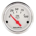 Picture of Autometer Arctic White 52mm 0-100 PSI Short Sweep Electronic Oil Pressure Gauge
