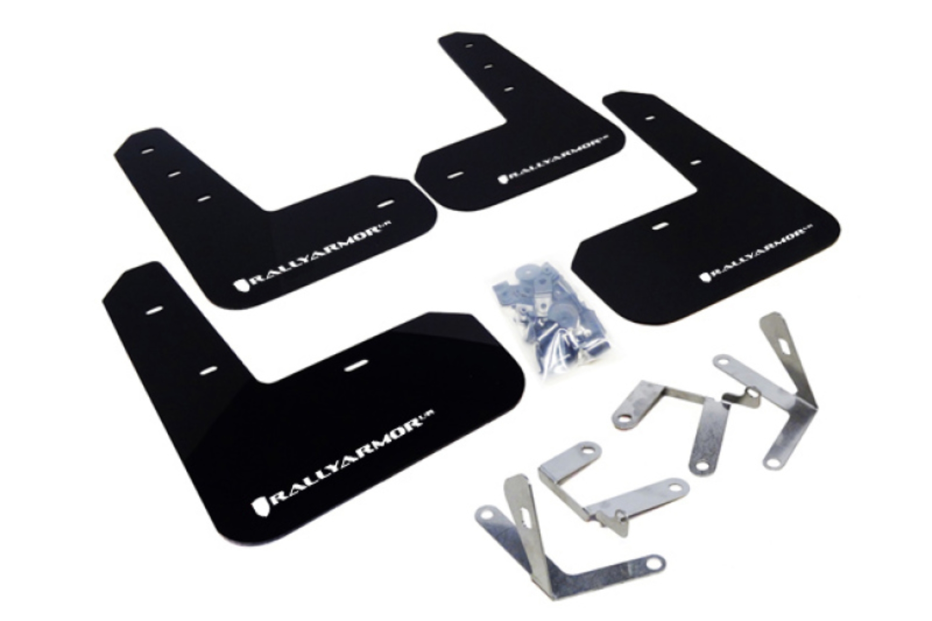 Picture of Rally Armor RAL UR Blk Flap/Wht Logo Mud Flaps - MF23-UR-BLK/WH
