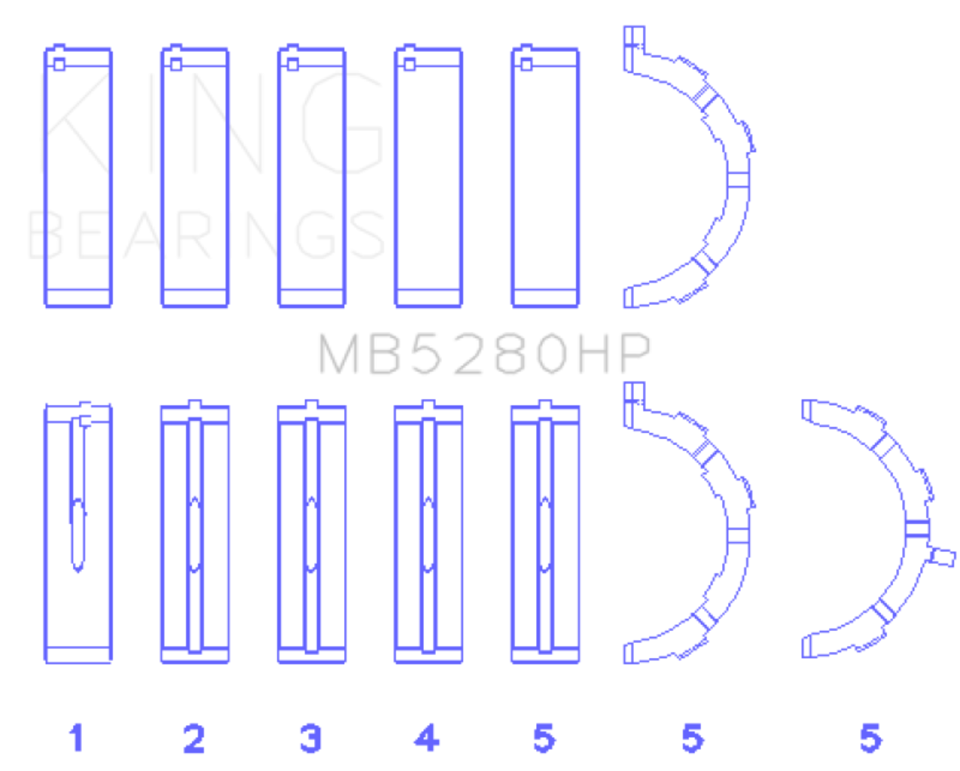 Picture of King Engine Bearings Ford Prod. V8 4.6L/5.4L (Size 0.5) Performance Main Bearing Set