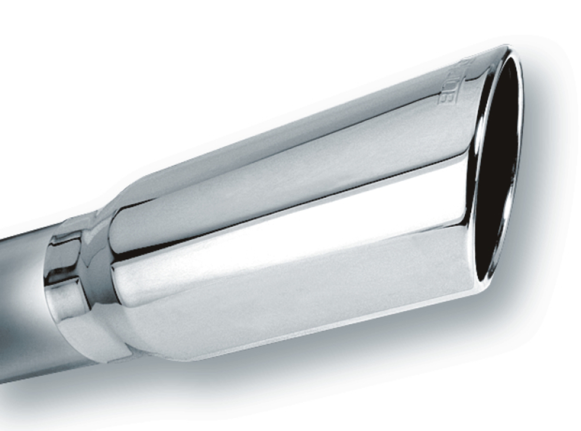 Picture of Borla 4in Inlet 5in Round Rolled Angle Cut w/ Clamp x 14in Long Exhaust Tip