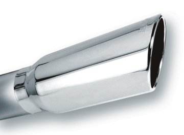 Picture of Borla 4in Inlet 5in Round Rolled Angle Cut w/ Clamp x 14in Long Exhaust Tip