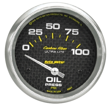 Picture of Autometer Carbon Fiber 66.7mm Short Sweep Electronic 0-100 PSI Oil Pressure Gauge