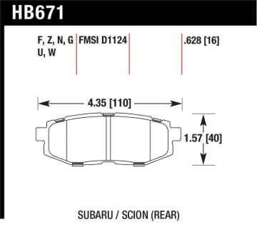 Picture of Hawk Performance HAWK DTC-70 Brake Pad Sets - HB671U.628