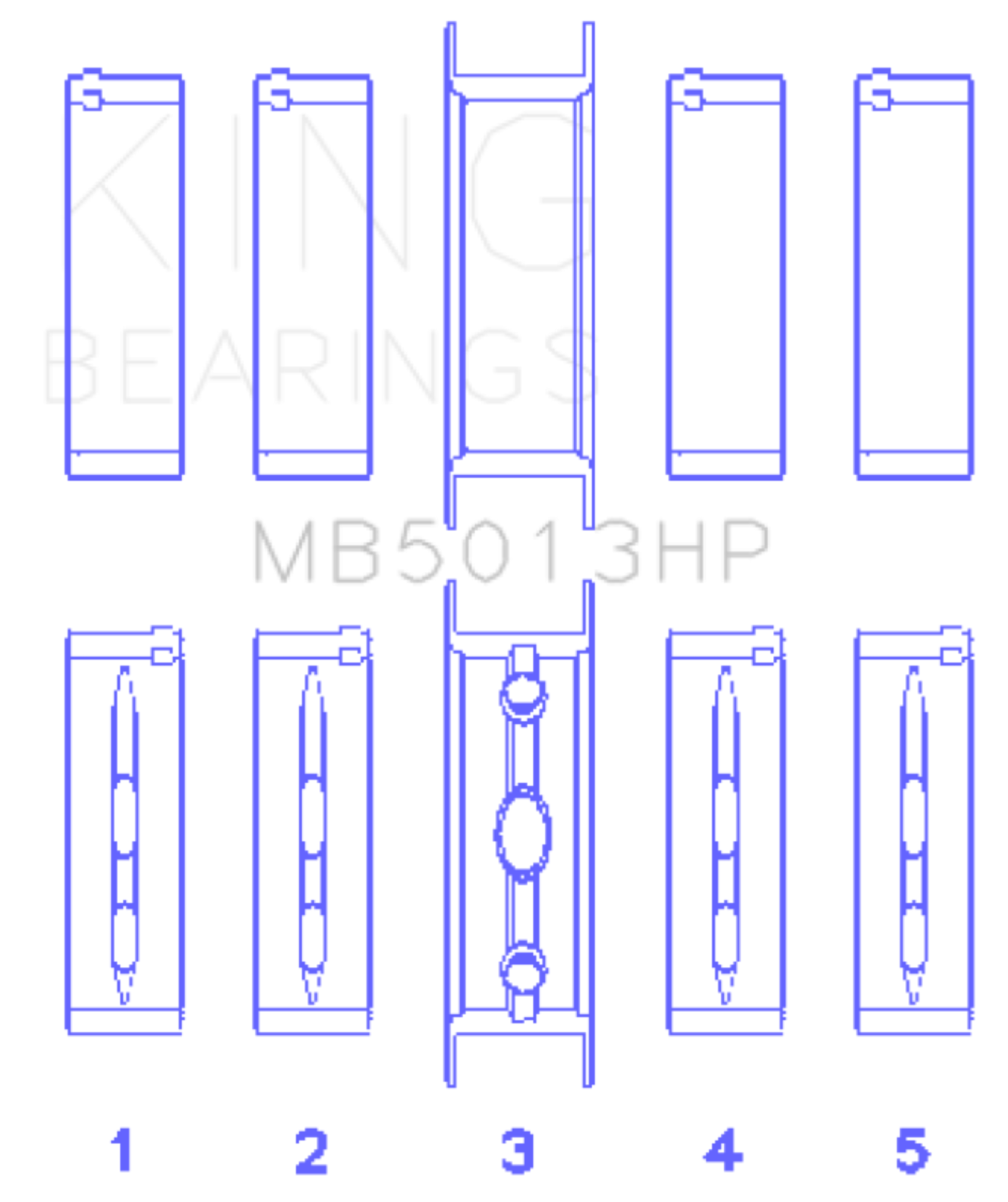 Picture of King Engine Bearings Chevy LS1/LS6/LS3 Bi-Metal Performance Main Bearing Set - Size STD