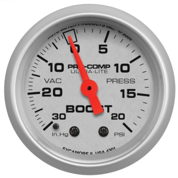 Picture of Autometer Ultra-Lite 52mm 20 PSI Mechanical Boost Gauge
