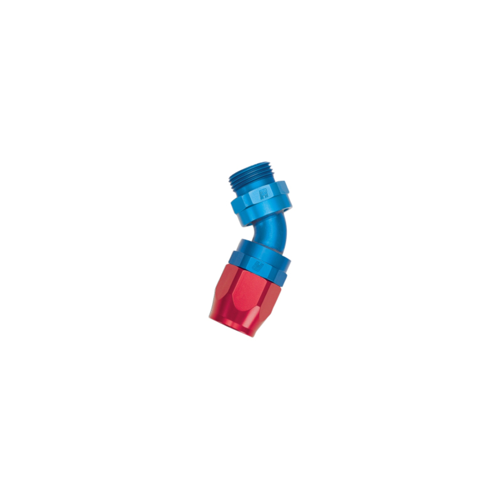 Picture of 8AN 45 Degree Radius Port Hose End To 3/4"-16 O-Ring Boss With Red/Blue Finish
