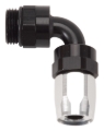 Picture of 8AN 90 Degree Radius Port Hose End To 7/8"-14 O-Ring Boss, Black/Silver Finish