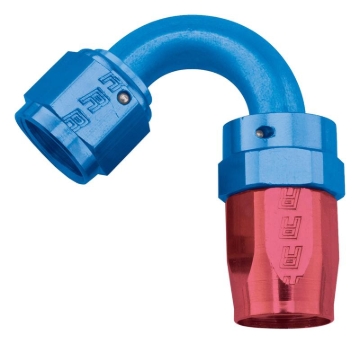 Picture of 8AN ProClassic Swivel 120 Degree Tight 3/4" Radius Hose End With Red/Blue Finish
