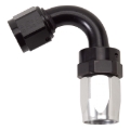 Picture of 8AN ProClassic Swivel 120 Degree Tight 3/4" Radius Hose End, Black/Silver Finish