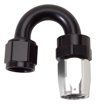 Picture of 8AN ProClassic Swivel 180 Degree Tight 3/4" Radius Hose End, Black/Silver Finish
