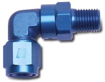 Picture of 6AN  Female To 1/4" NPT Male 90 Degree Swivel Fitting With Blue Finish