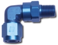 Picture of 8AN Flare Female To 3/8" NPT Male 90 Degree Swivel Fitting With Blue Finish