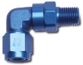 Picture of 6AN  Female To 1/8" NPT Male 90 Degree Swivel Fitting With Blue Finish