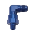 Picture of 8AN Flare Male To 1/4" NPT Male 90 Degree Swivel Fitting With Blue Finish