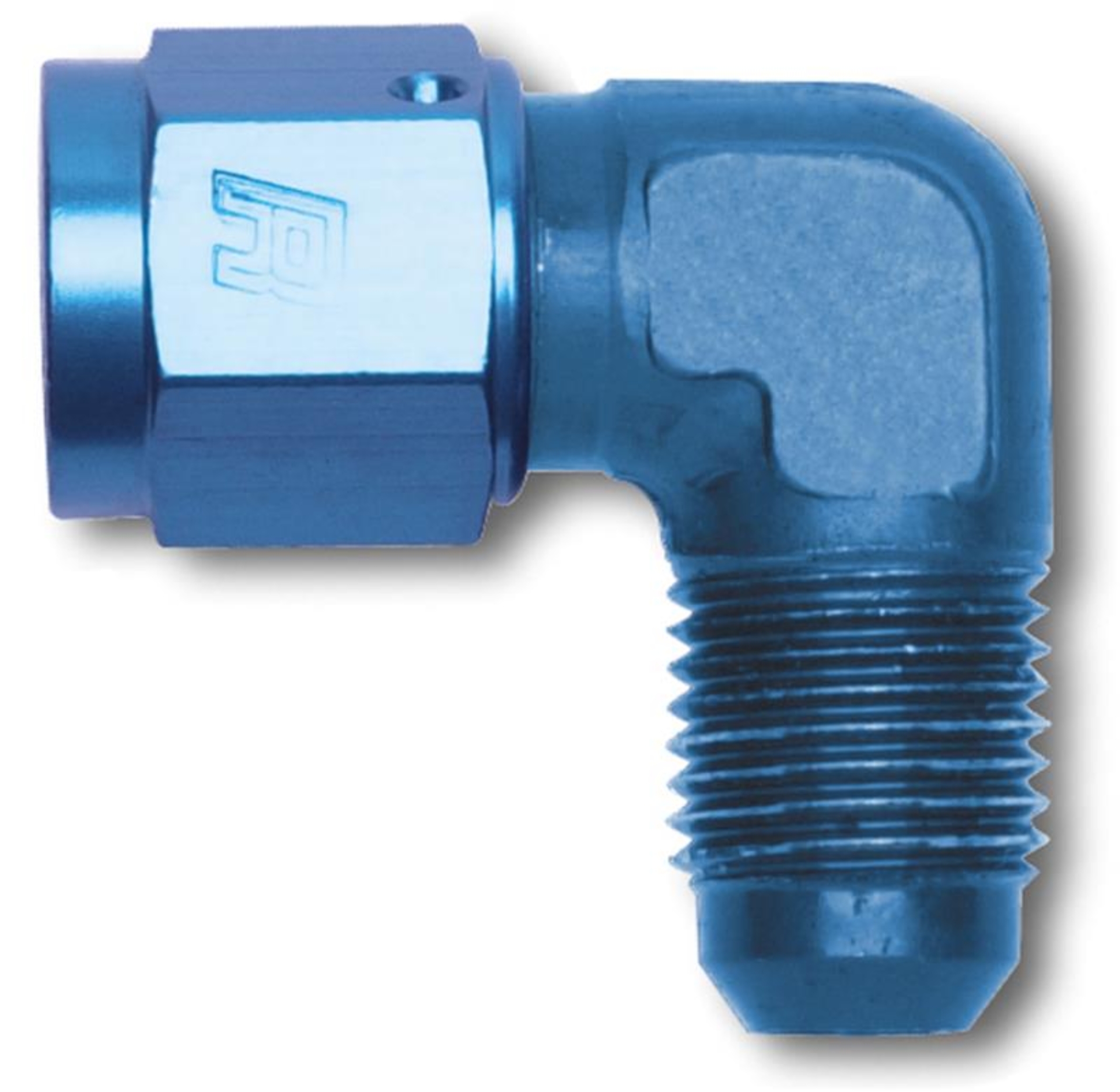 Picture of 3AN 90 Degree Swivel Female To 3AN Male Adapter Fitting With Blue Finish