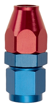 Picture of 8AN Female Swivel To 1/2" Line Aluminum Fuel Line Adapter With Red/Blue Finish