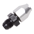 Picture of 6AN Male 37 Degree To 3/8" Line Aluminum Fuel Line Adapter, Black/Silver Finish