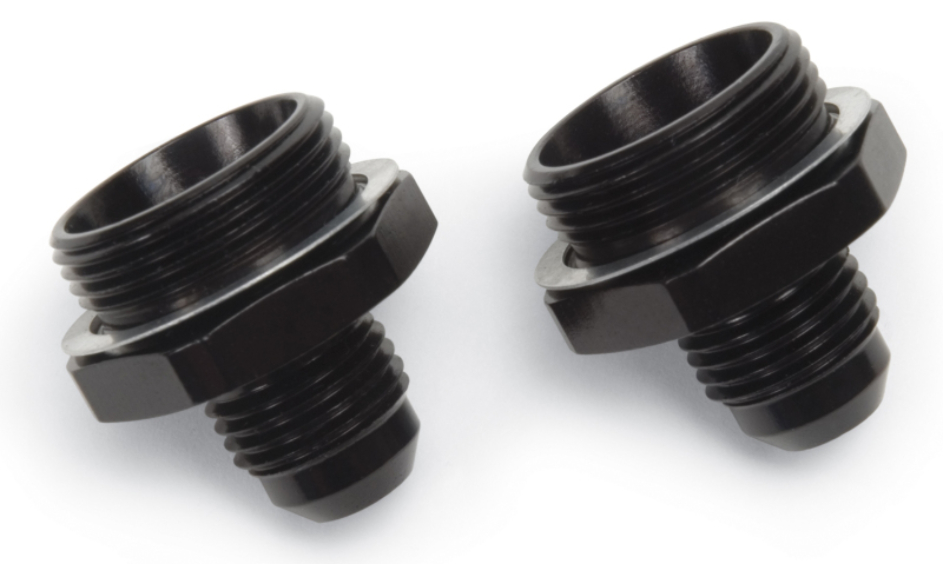 Picture of 6AN Holley Dual Feed 750 To Dominator 1350 Carb 7/8" -20 Fitting, Black - Pair