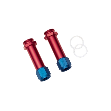 Picture of 8AN Holley Dual Feed 750, Dominator 1350 Carb Inlet Fitting (3-1/4") Red - Pair
