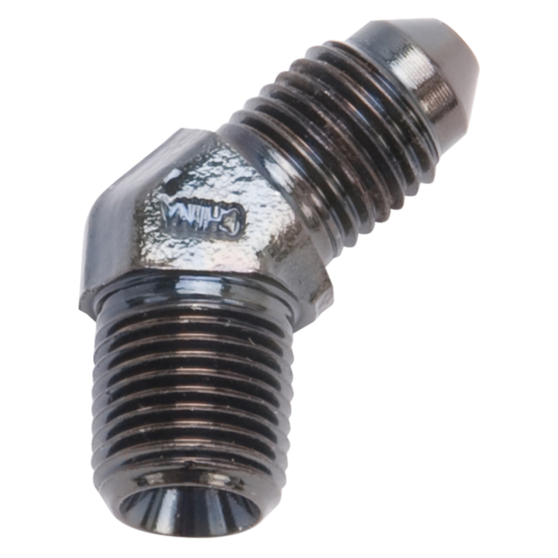 Picture of 3AN X 1/8" NPT Pipe Male 45 Degree Brake Adapter Fitting With Black Finish