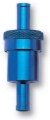 Picture of 3" Length, 1-1/8" O.D., 5/16" In/Out Aluminum Street Fuel Filter w/ Blue Finish