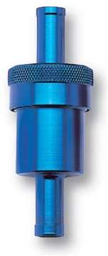 Picture of 3" Length, 1-1/8" O.D., 5/16" In/Out Aluminum Street Fuel Filter w/ Blue Finish