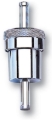 Picture of 3" Length, 1-1/8" O.D., 5/16" In/Out Aluminum Street Fuel Filter, Chrome Finish