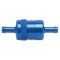 Picture of 3" Length, 1-1/8" O.D., 5/16" In/Out Aluminum Street Fuel Filter w/ Blue Finish