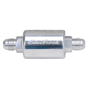 Picture of 3" Length, 6AN Male Inlet/Outlet Fuel Filter With Polished Finish