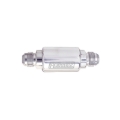 Picture of 3-1/4" Length, 8AN Male Inlet/Outlet Fuel Filter With Polished Finish