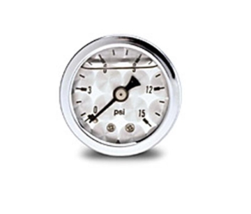 Picture of (0-15) PSI Fuel Pressure Gauge, Machine Face Liquid Filled