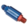 Picture of 3" Length, 6AN X 3/8" Male NPT In/Out Fuel Filter With Red/Blue Finish