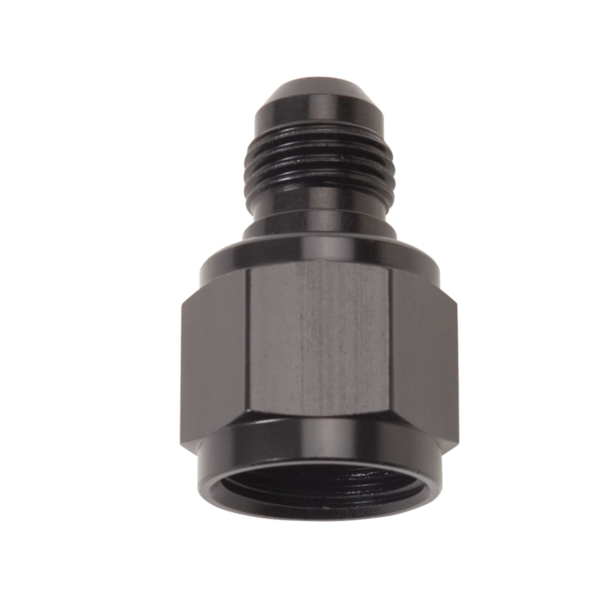 Picture of 8AN Female To 6AN Male B-Nut Flare Reducer Adapter Fitting With Black Finish