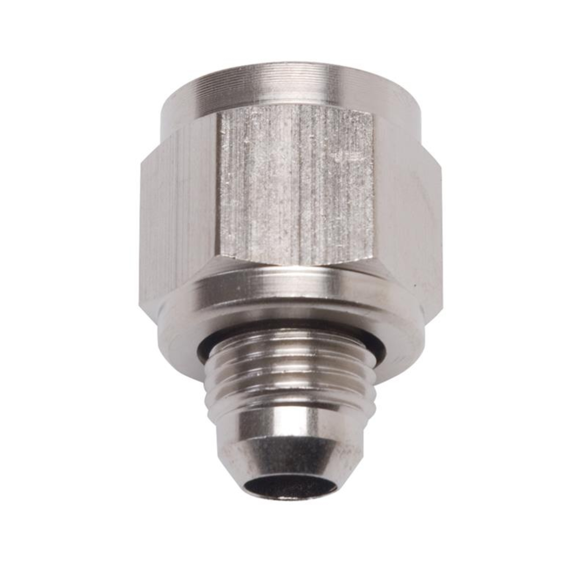 Picture of 10AN Female To 8AN Male B-Nut Flare Reducer Adapter Fitting With Endura Finish